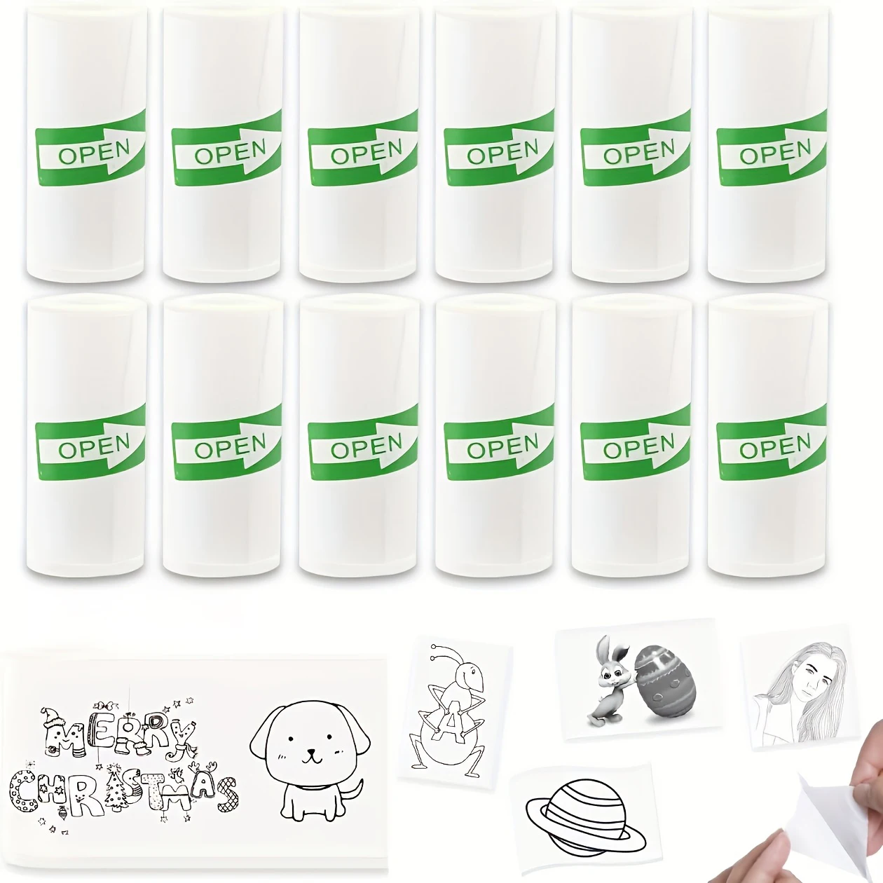 57x25mm Mini Thermal Paper Self-Adhesive Thermal Paper & Labels for Home Office Photos DIY Notebooks Shopping Scrapbooking Gift
