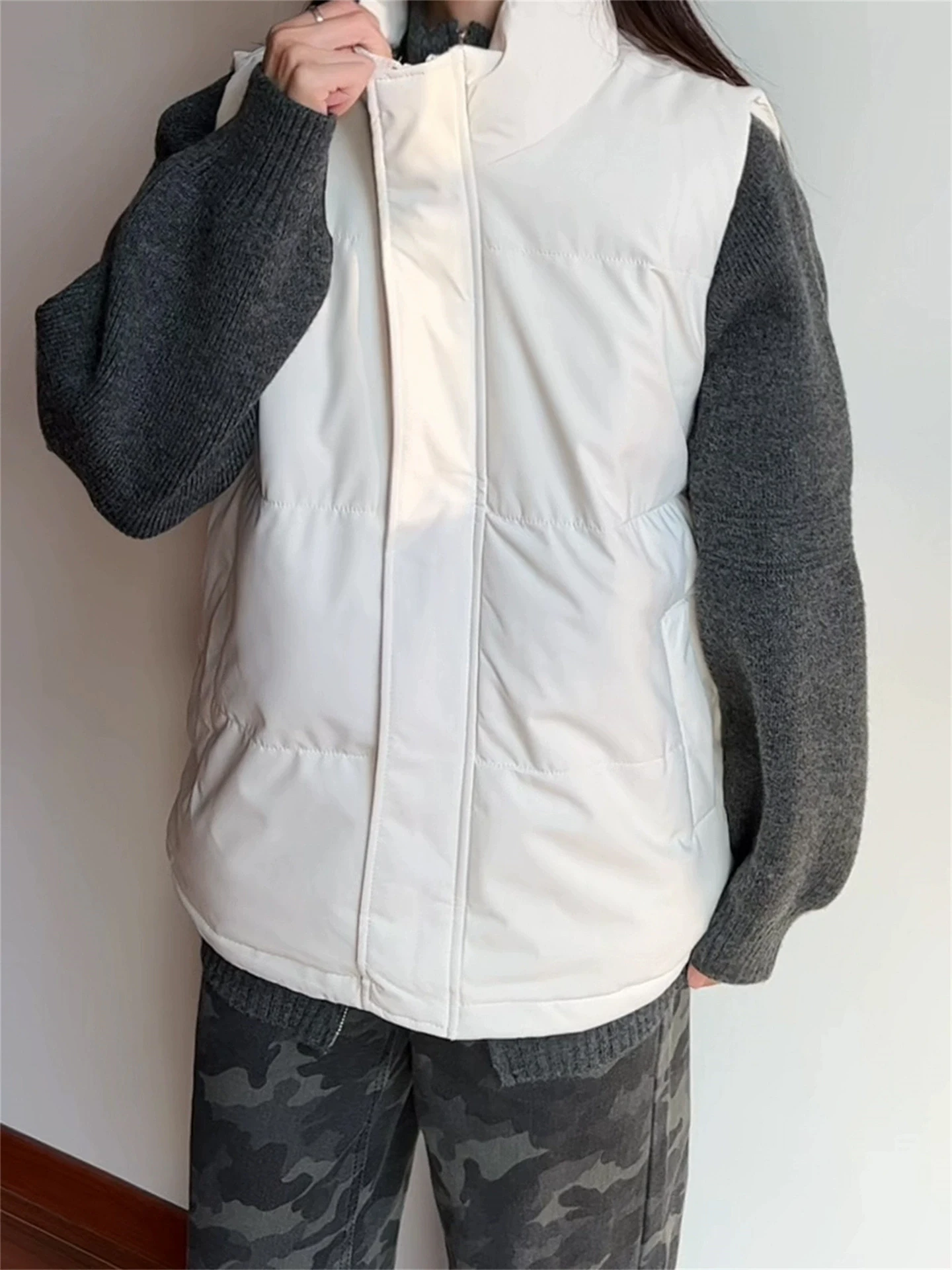 

Белый американский утепленный зимний жилет с воротником-стойкой для мужчин, спортивный хлопковый жилет с наплечниками