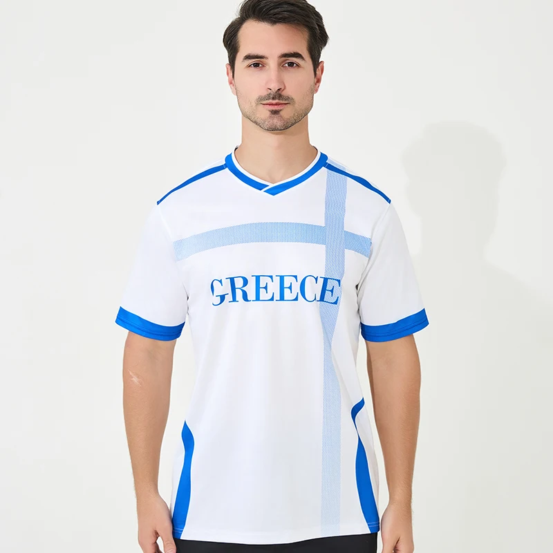 The latest design of the Greece soccer Jersey the short-sleeved shirt for cheering fans, fast delivery