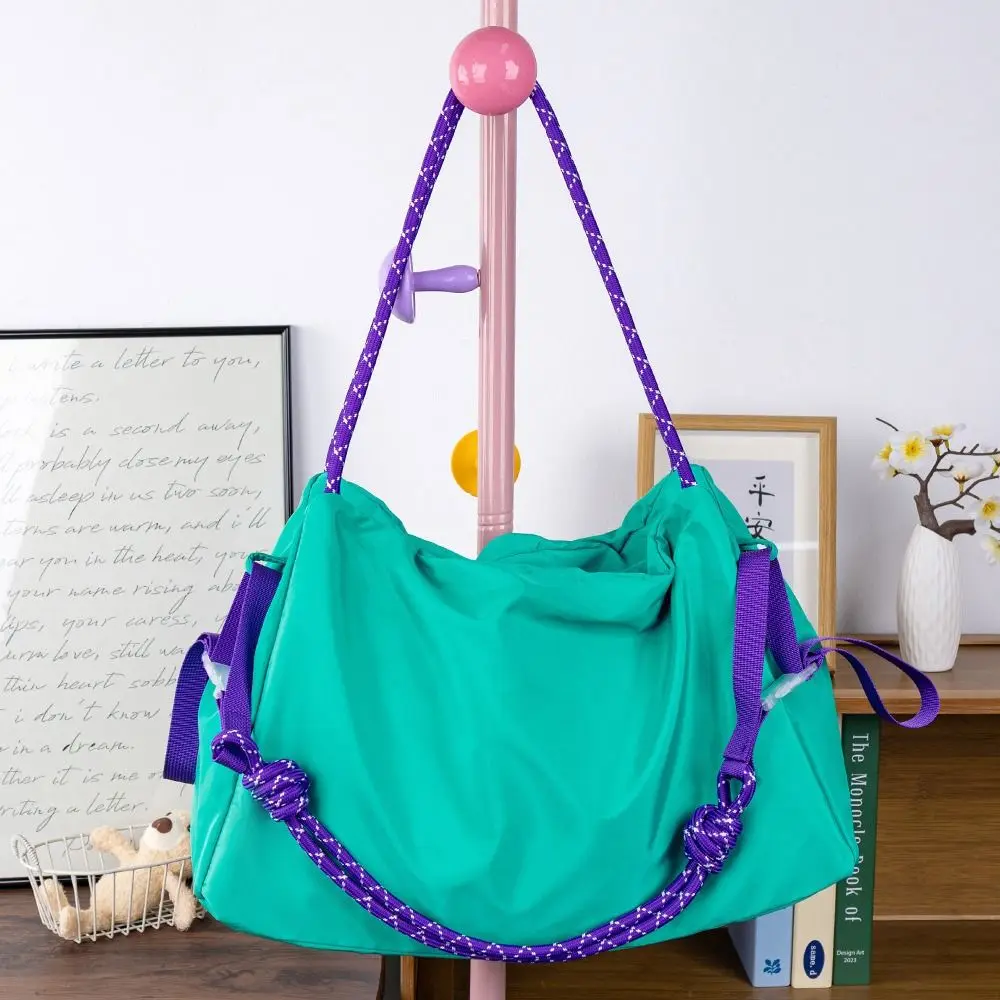 Portable Nylon Canvas Shoulder Bag Large Capapcity Zipper Close Tote Bag Soft Waterproof Travel Bag Travel Fitness Vacation