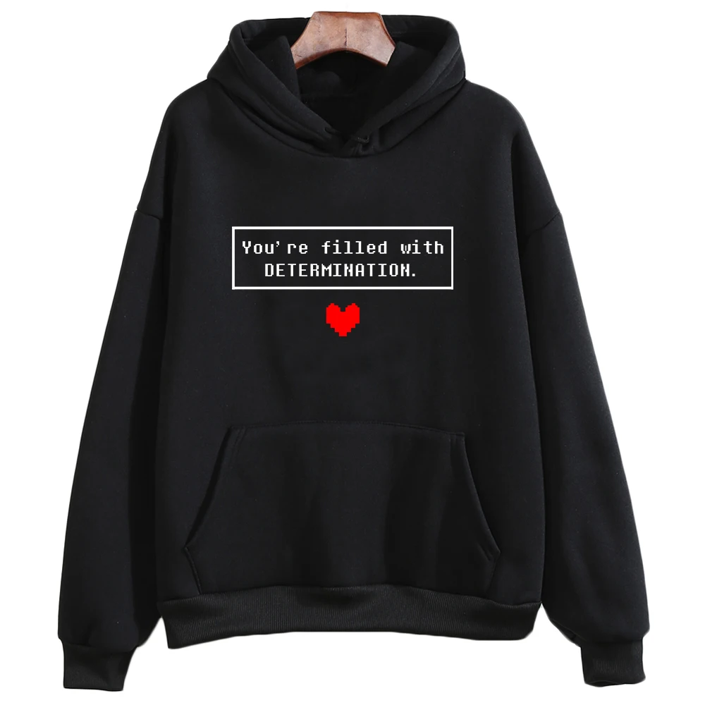 Undertale Game Hoodies You\'re Filled with Determination Sweatshirt Heart Graphic Printed Pullovers for Women Korean Fashion Tops