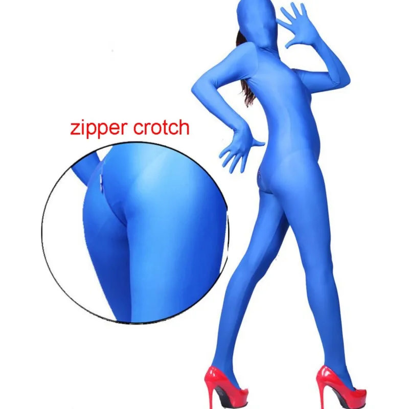 

Separate Fingers Catsuit Bodystocking Zipper Open Crotch Bodysuit Tights Full Coat Zentai Leotard Conjoined Jumpsuit Unitard
