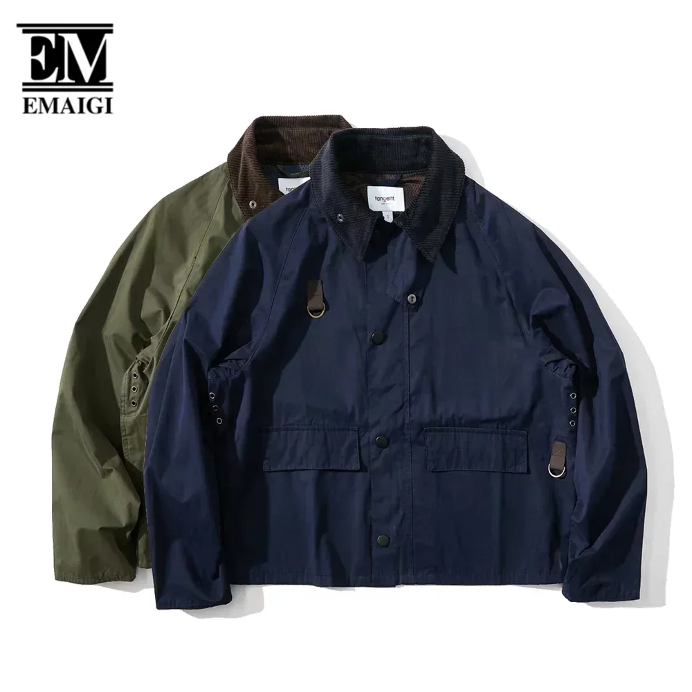 Men's Japan Streetwear Cityboy Fashion Loose Casual Vintage Short Cargo Jacket Outdoor Camping Fishing Coat Outerwear for Men