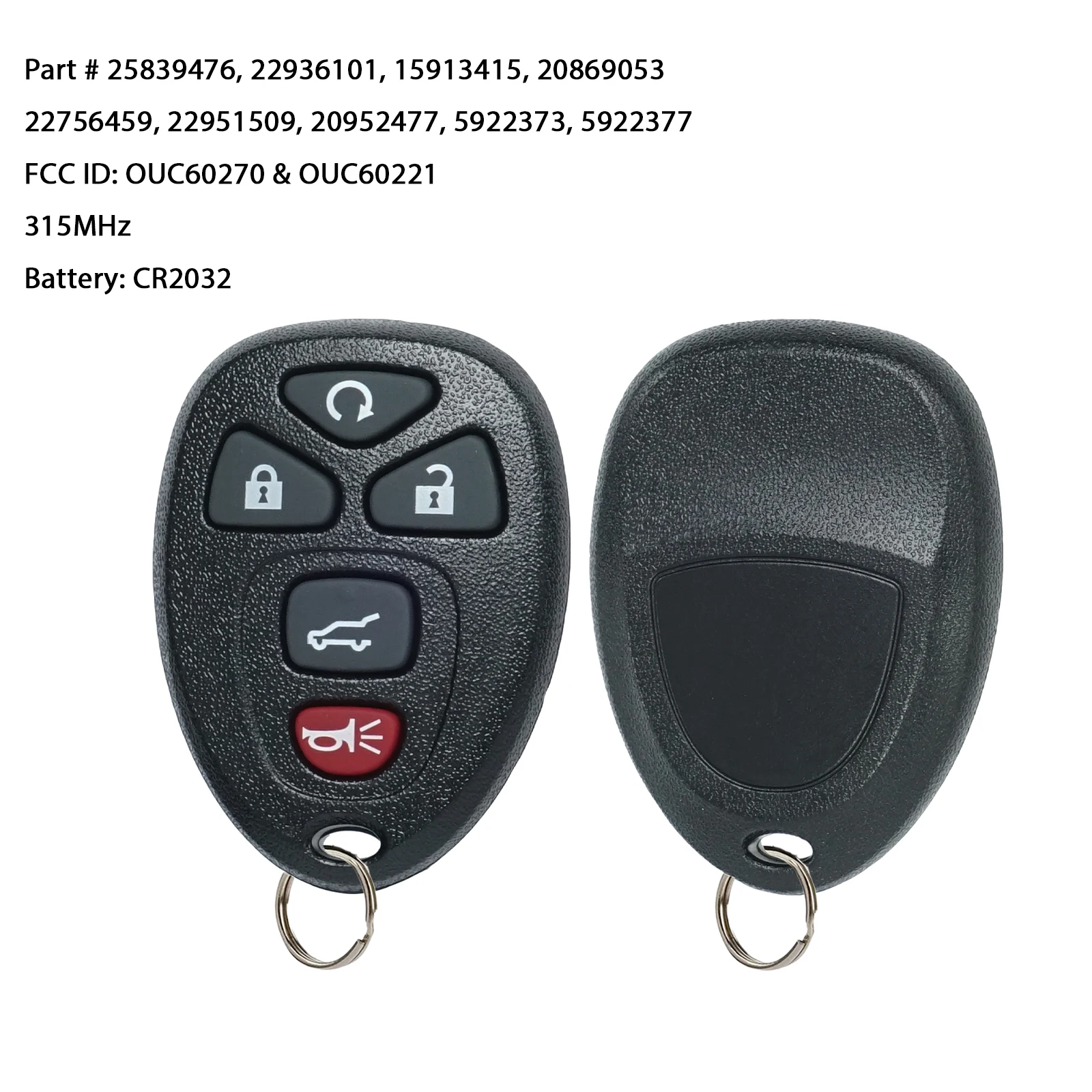 2PCS ATPSTOGO Car Key Fob For 2007 2008 2009 2010 2012 2013 GMC Sierra Acadia Yukon XL Remote Key Fob 4 Buttons 315Mhz OUC60270
