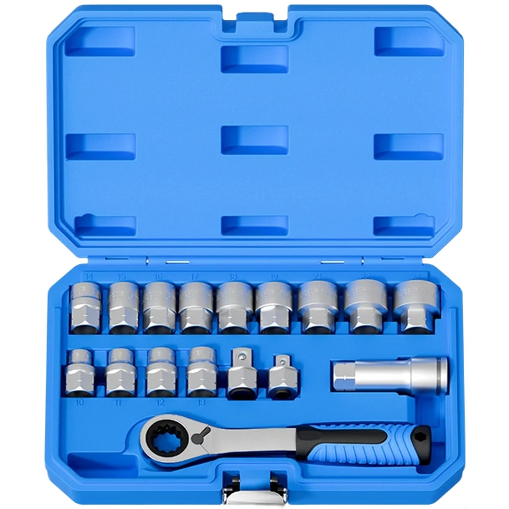 

17pcs FOR CR-V Pass Through Ratchet Sockets 12 Point Gear Sleeve Ratchet Socket Wrench-Socket Set Auto Repair Tools