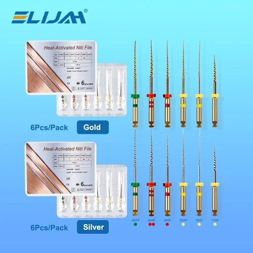 ELIJAH 6 uds limas de conducto radicular Dental agujas cónicas archivo endodoncia 25mm máquina NITI uso Material de conducto radicular instrumento de odontología