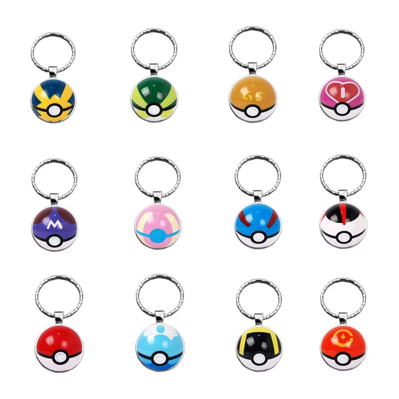 

Pokemon Cartoons Anime Figure Pikachu Elf Ball Metal Keychain Pendant Pocket Monster Model Toys Kids Birthday Gifts