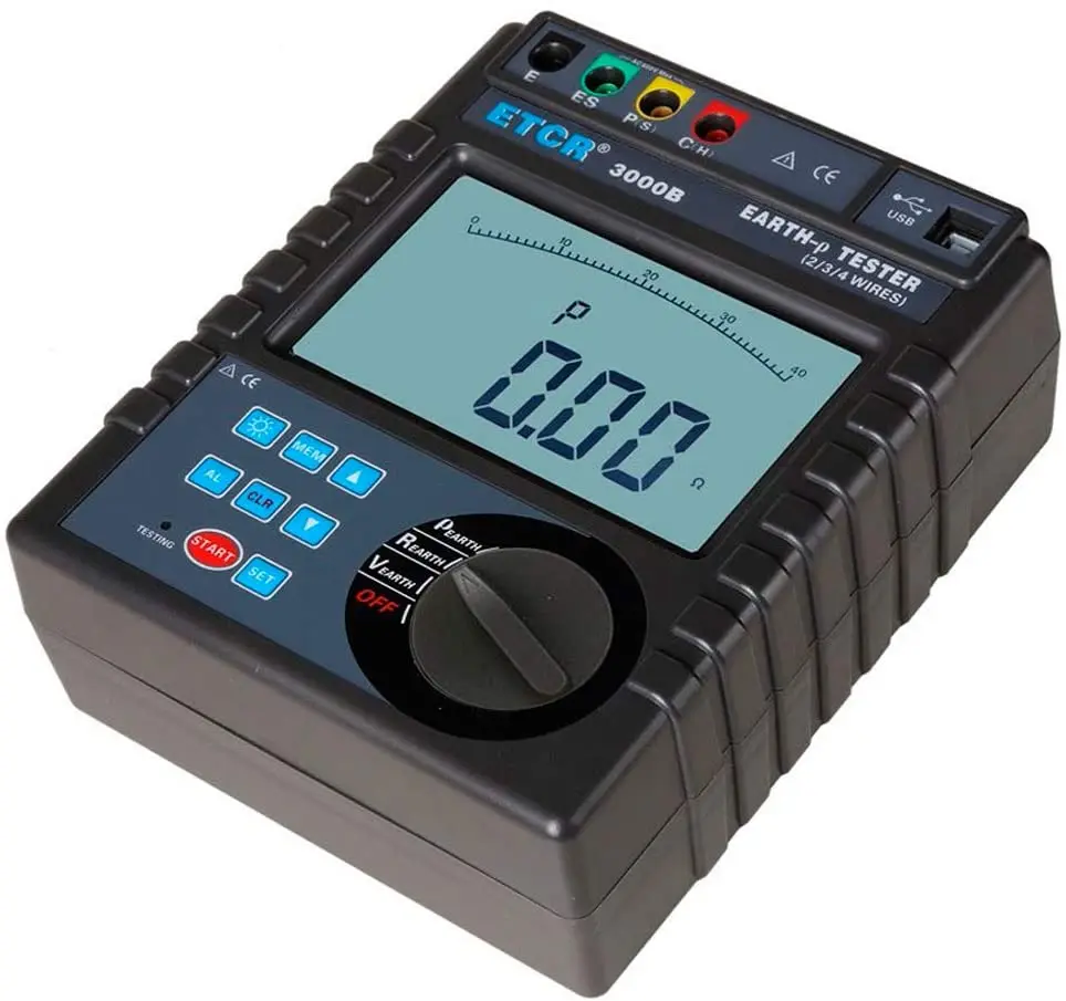 ETCR-3000B Digital Earth Resistance Soil Resistivity/Earth Voltage/AC Voltage Meter 0.00-30.00kOhm ETCR3000B