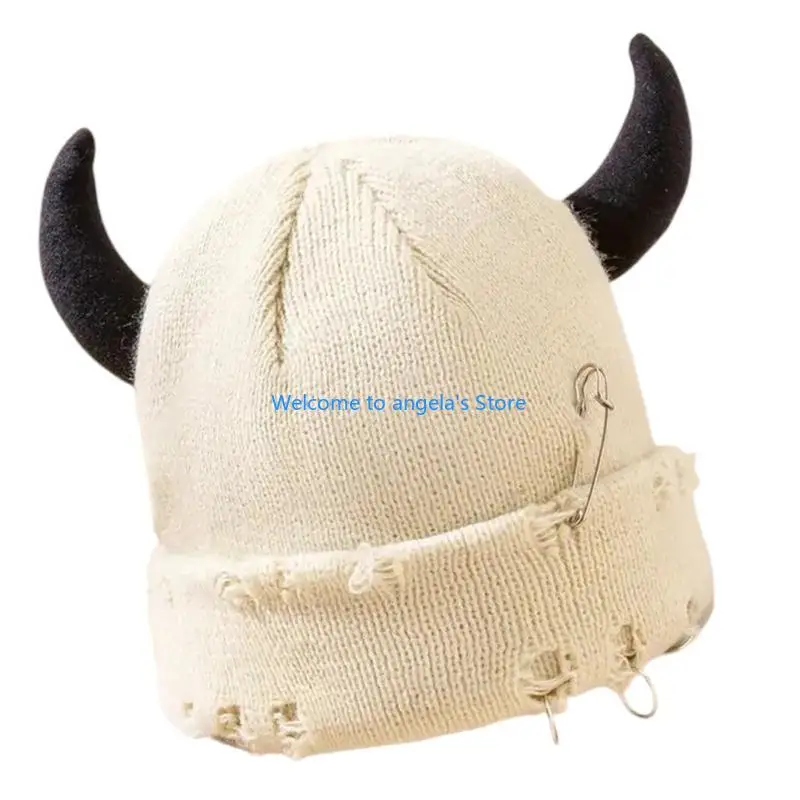 X4YC Elegant Ribbed Weave Hat With Metal Pin Detailing Revertible Warm Ear Swing Plan For City Fashion