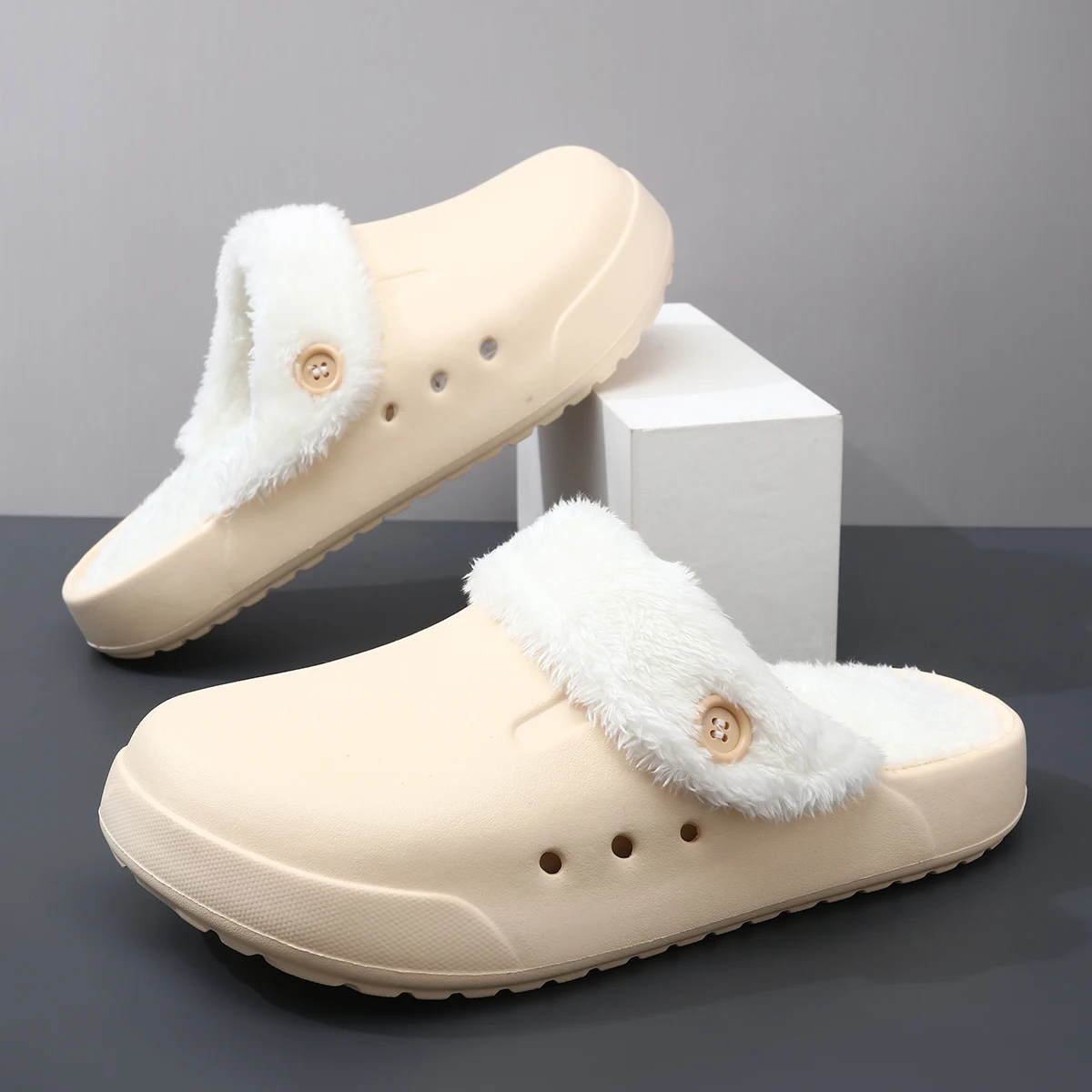 STRONGSHEN-Chinelos macios para homens e mulheres, sandália de pelúcia quente, tamancos de jardim, mulas, chinelos interiores, slide doméstico,