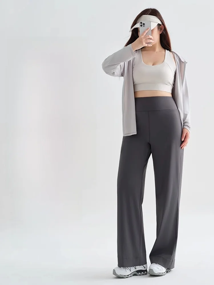 Pantaloni sportivi da donna taglie forti Pantaloni da yoga dritti a gamba larga a vita alta Abito autunnale ket Design Casual Faion Bot