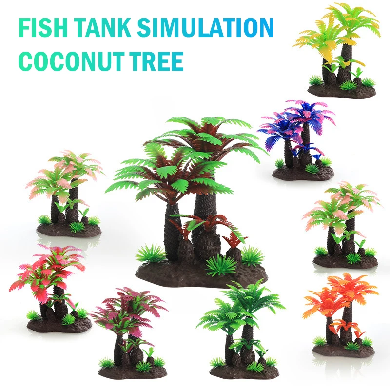 Mini Beach Ocean Coconut Tree Miniature Model Micro Landscape Architecture Sand Table Props Fish Tank Landscape Decoration