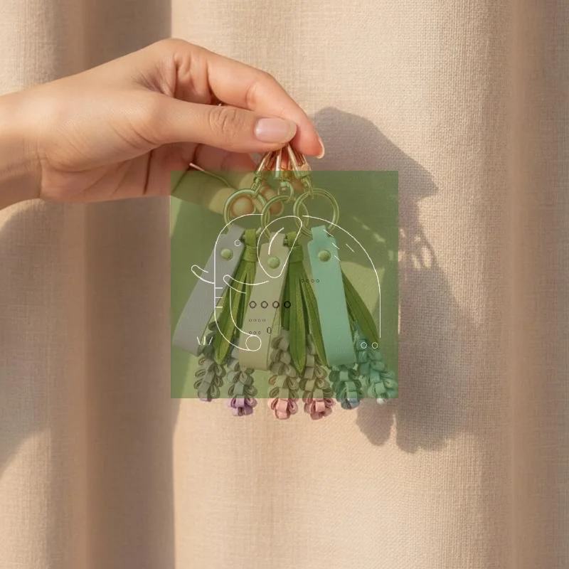 Multi-color PU Leather Flower Keychain 1Pcs Handwoven Portable Pendant Hanger for Backpack Car Key Daily Decor Travel Souvenir