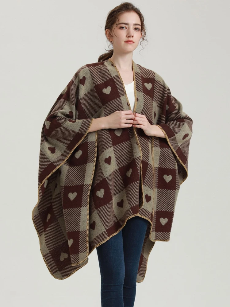 

Luxury Design Imitation Cashmere Women Scarf Winter Love Heart Poncho Wrap Shawl Capa Para Mujer Pashmina Chales Echarpe Hiver