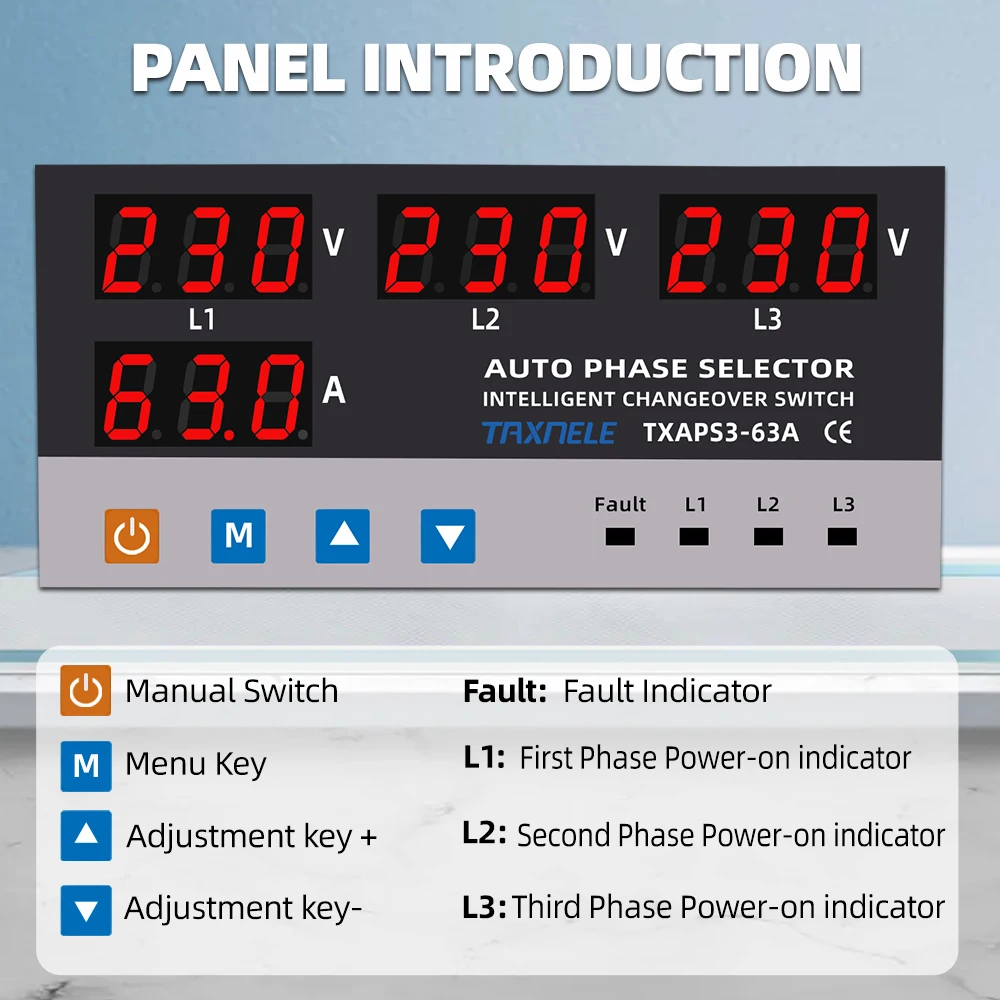 أكثر من تحت الجهد حامي ATS النقل التلقائي التبديل المرحلة محدد الطاقة دون انقطاع 63A 100A أكثر من المحدد الحالي #5