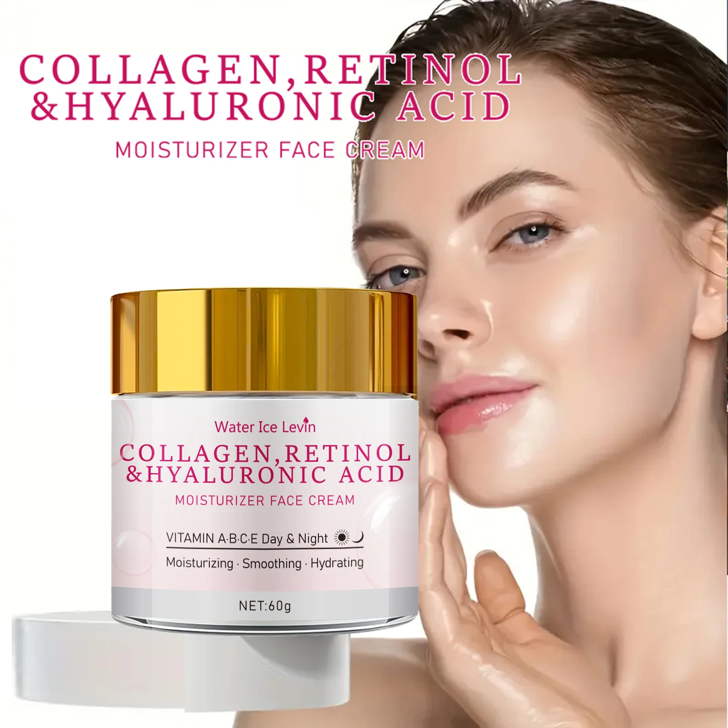 Retinol Collagen Cream with Hyaluronic Acid & Vitamins A,B,C,E. Day & Night Moisturizer for Smooth, Hydrated, Rejuvenated Skin.