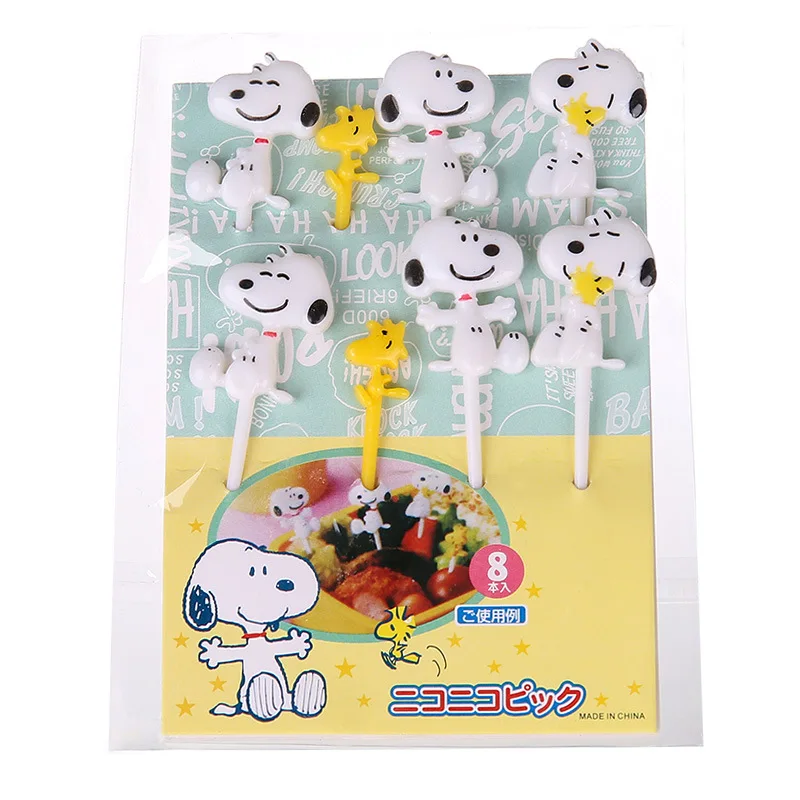 Anime snoopy dos desenhos animados garfo de frutas conjunto dos desenhos animados filhote de cachorro frutas picaretas casa criativa crianças animais bonito plástico almoço picaretas brinquedo