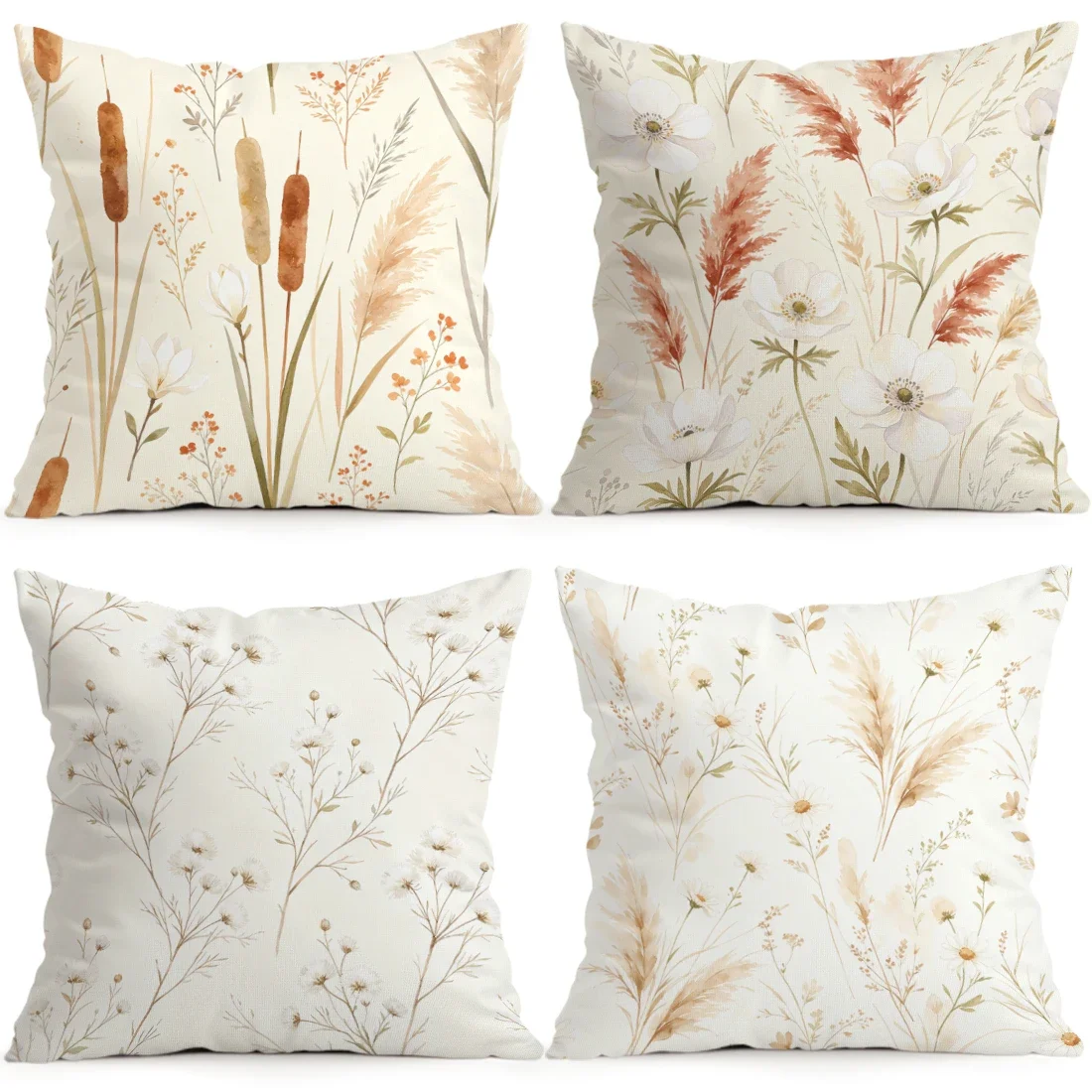 1/4pcs Wabi Sabi Wind Hay Wildflowers Cushions Pillowcase Polyester Cushion Cover Throw Pillow Pillowcover Home Car Sofa Decor
