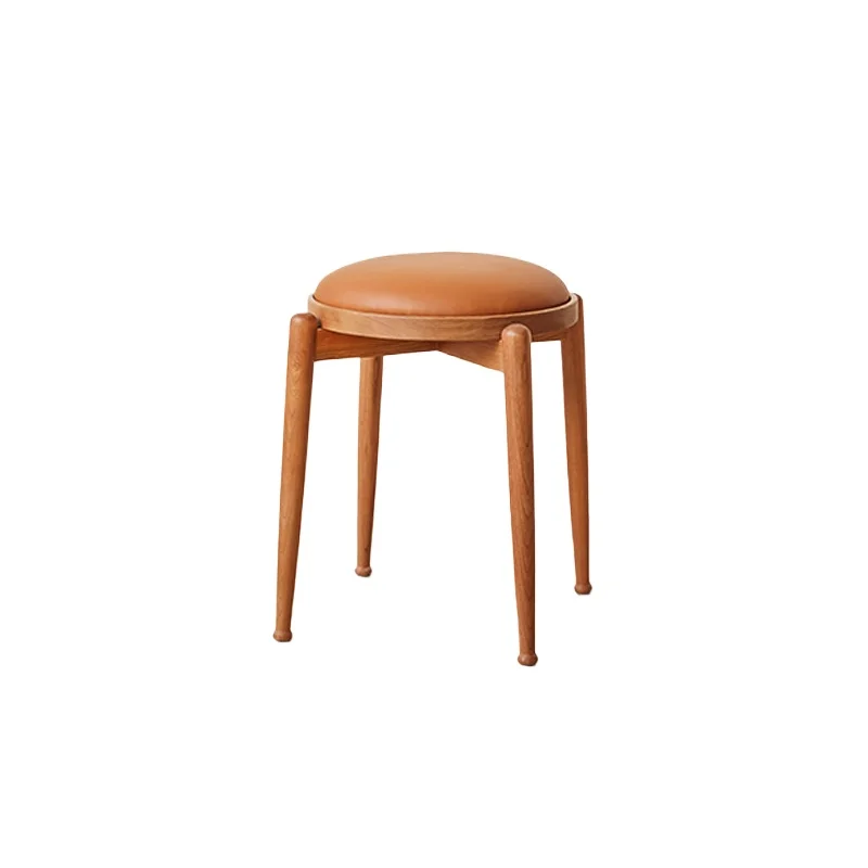 

Nordic solid wood cherry wood small stool can be stacked log restaurant stool