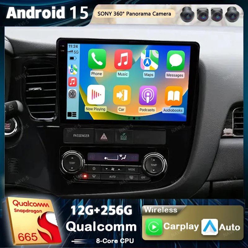 Android 15 для Mitsubishi Outlander 3 GF0W GG0W 2012-2018 2K QLED Android автомобильный радиоприемник мультимедийный видеоплеер GPS стерео CarPlay