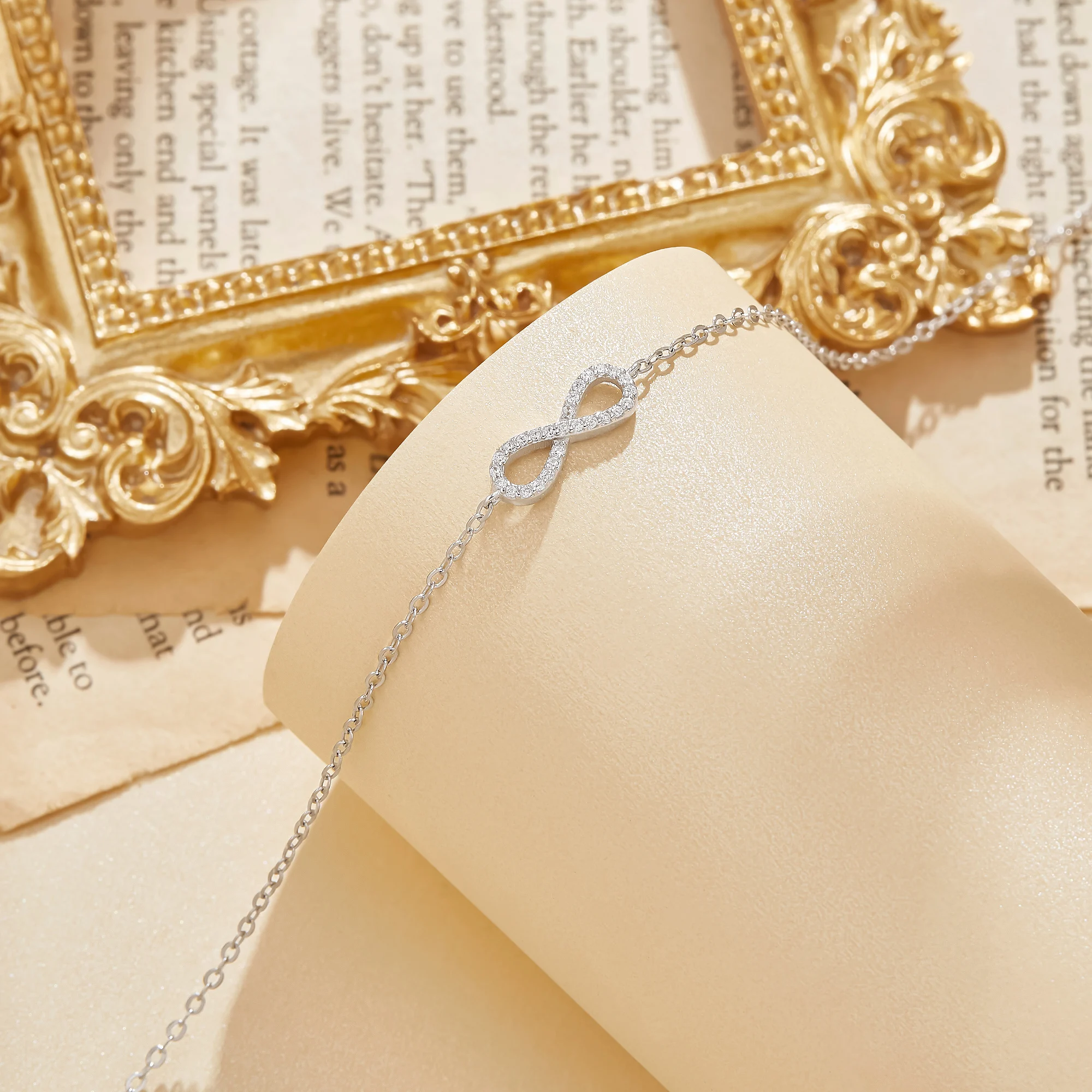 Minimalist Infinity Anklet Bracelet in 925 Sterling Silver CZ Encrusted Dainty Foot Chain Elegant Anklet Birthday Gift 6610019