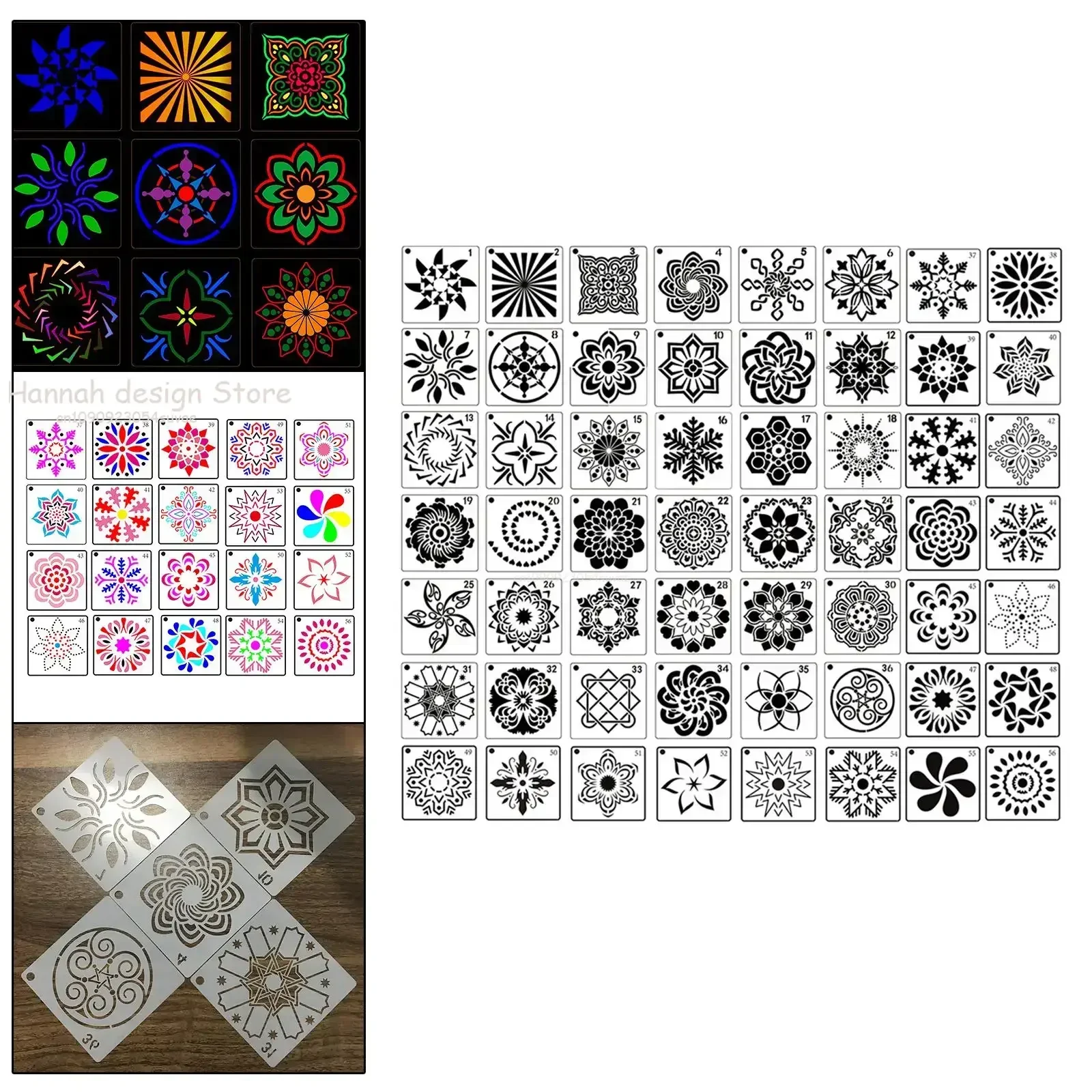 

36/56pcs Mandala Stencils DIY Home Decoration Drawing Laser Cut Template Wall Stencil Painting for Wood Tiles Fabric