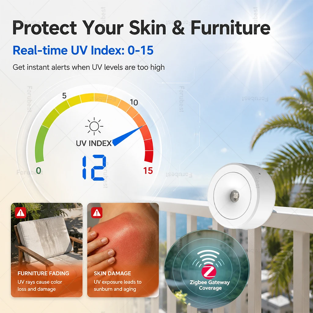 Zigbee 3.0 UV-Sensor, Atmosphärendruck, Helligkeit, Temperatur, Wetterstation, Drahtloser Sensor, Intelligente Automatisierung für Zigbee2MQTT – Detail 6