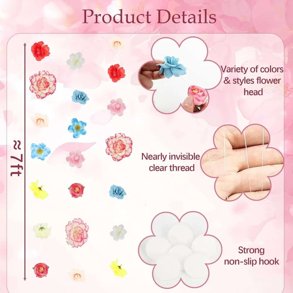 6 SZT. Sztuczne Kwiaty Girlandy Wiszące Dekoracje Sztuczny Jedwab Flora Sztuczne Róże Pnącza z Haczykami Dekoracje Domowe do Zasłon Ścian