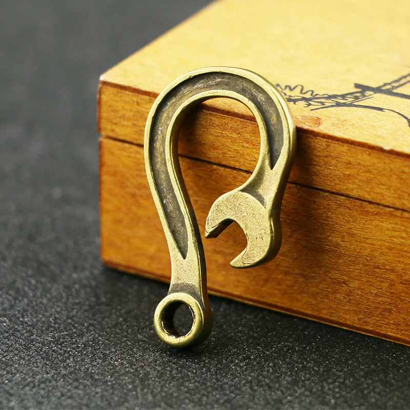 Handmade Pure Brass U-bend Wrench Hook Key Ring Pendant Key Ring Accessories Creative Gift