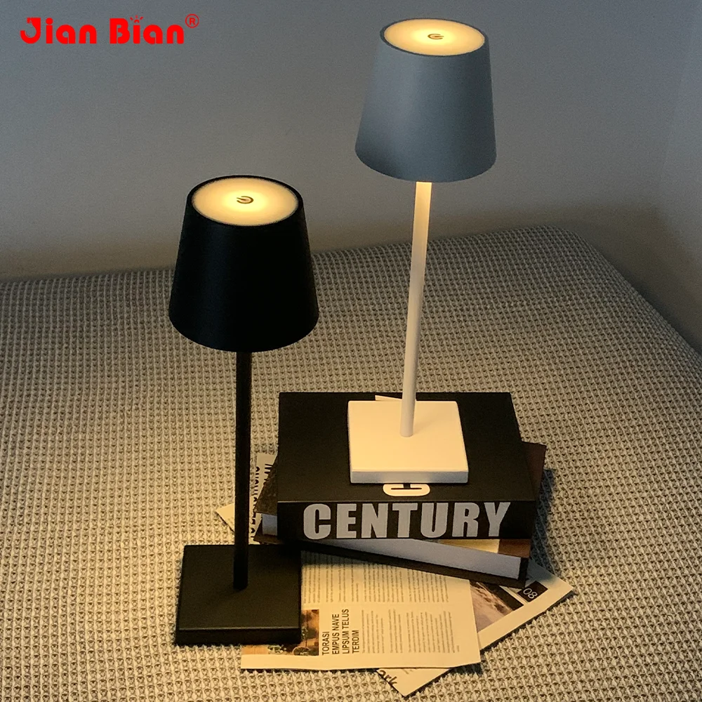 Jianbian LED Restaurant table lamp Touch Dimming Rechargeable Hotel bar Bedside decoration dimmable cordless desk lamp wireless