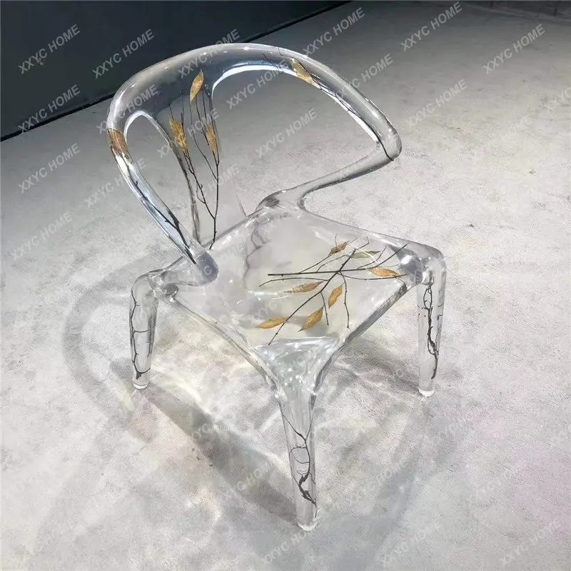 Design Special-Shaped Epoxy Resin Chair Nordic Fashion Personalized Art Transparent Crystal Dining Chair New Product