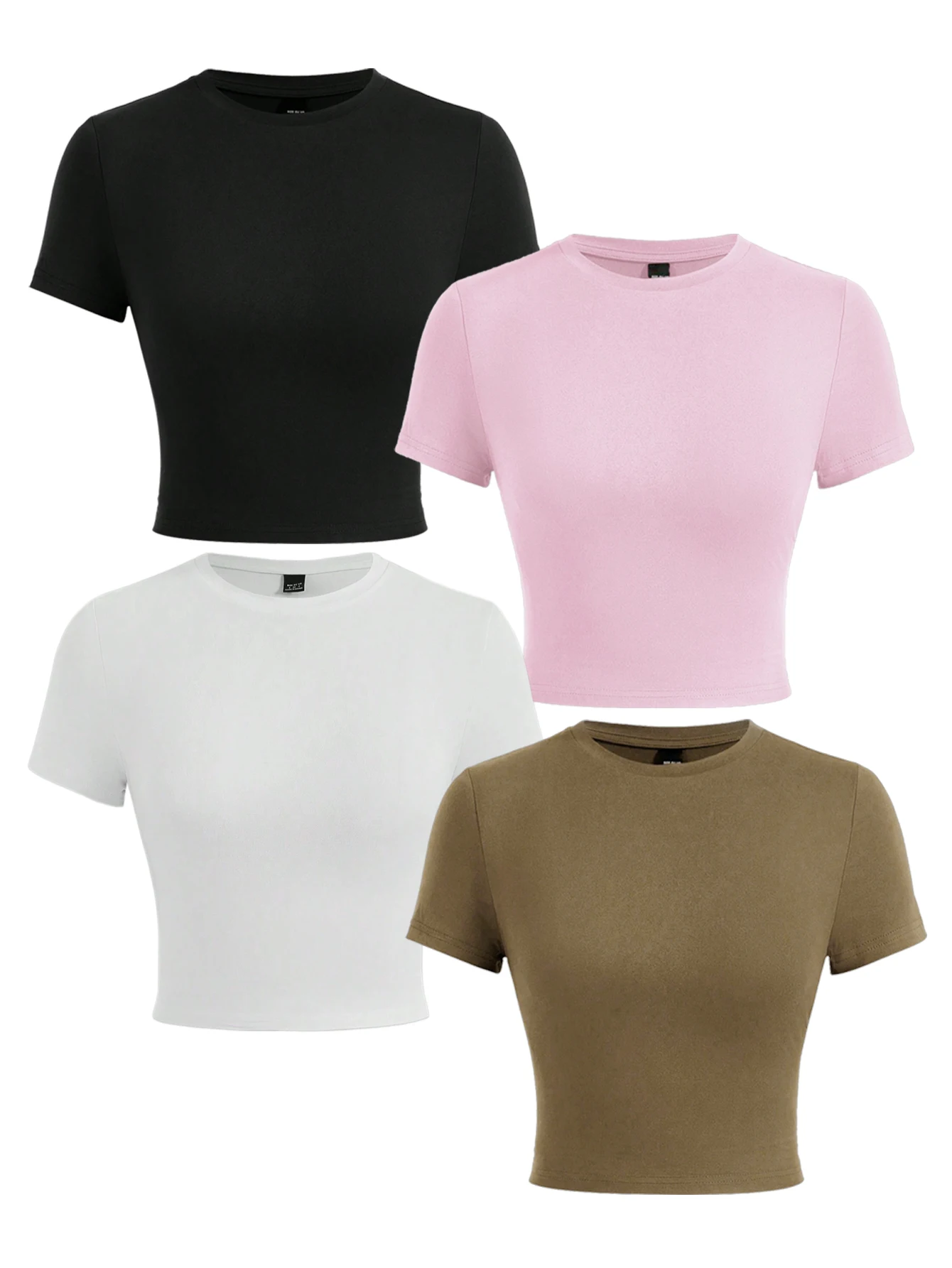 Solid Color Women Snug Tops Tshirts Summer Comfortable T-Shirt Breathable O-Neck Slim Fit Stretch Tee Oversize Clothes Female