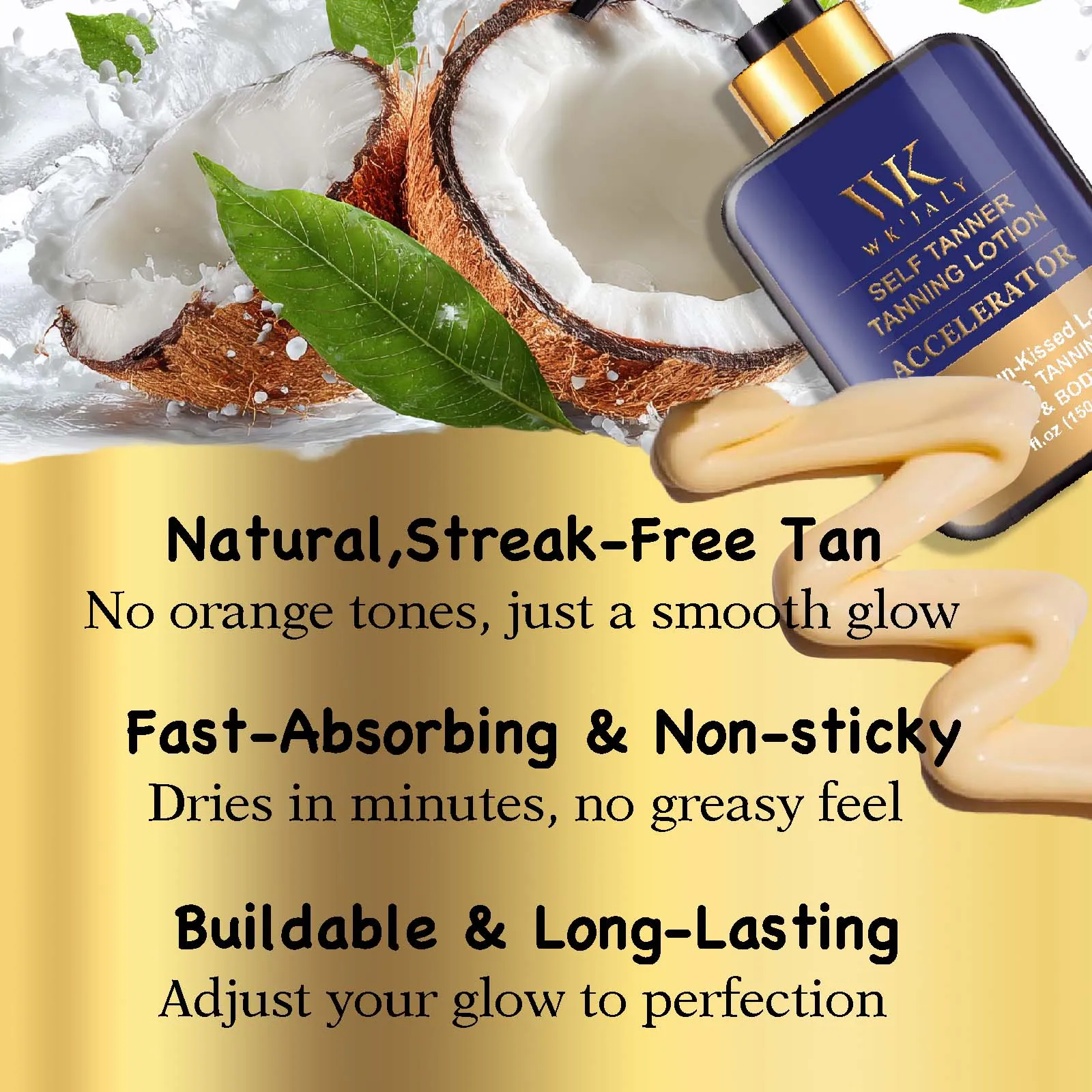 Kép 3: WK JALY Én Cserzés Oldat, Napfénytelen Cserzés, számára Félkegyelmű sun-kissed nézd, Fokonként Bőrmunkás számára férfiak, Nők, streak-free Bűvészkellék Barnára éget