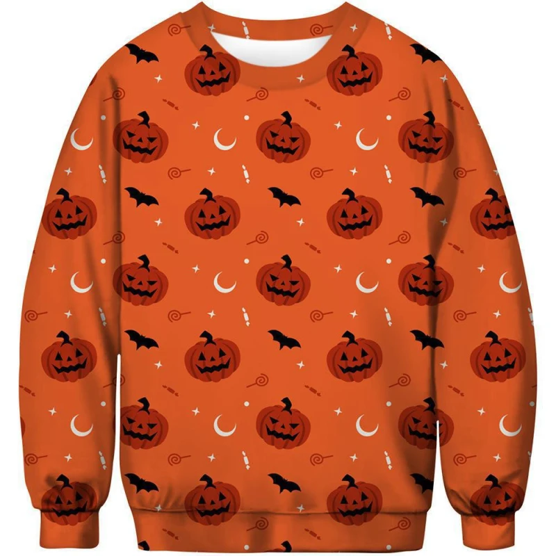 2024 new Halloween hoodie 3D printed Halloween pumpkin series crew-neck men\'s hoodie