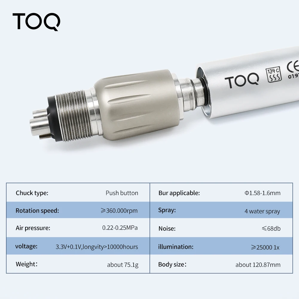 Titanium Alloy dental high speed handpiece for coupler air turbine optical fiber Torque head LED handpiece dentista tools