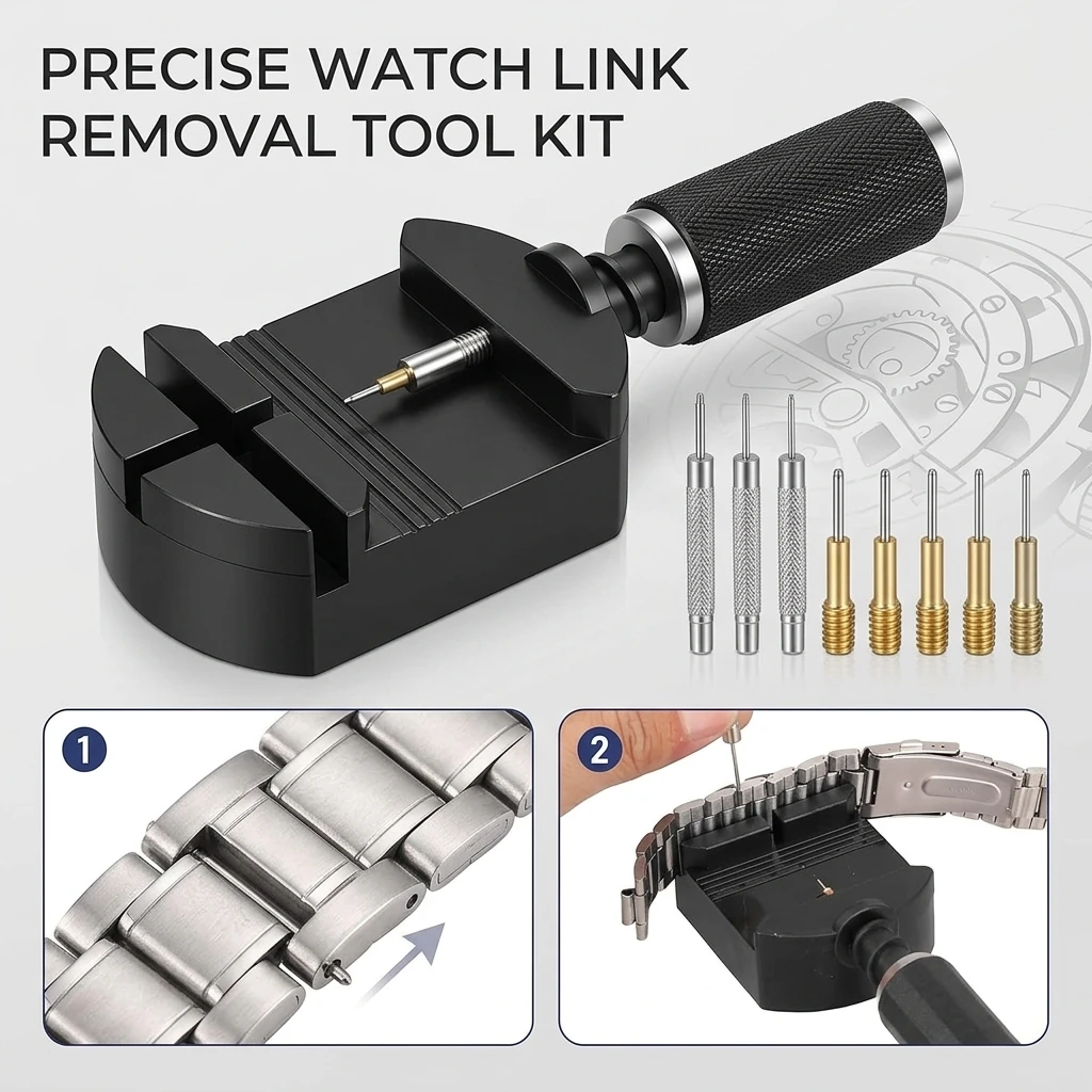 Watch Link Removal Tool Kit, Watch Band Tool Strap Chain Pin Remover Repair Tool Kit For Watch Band Strap Adjustment