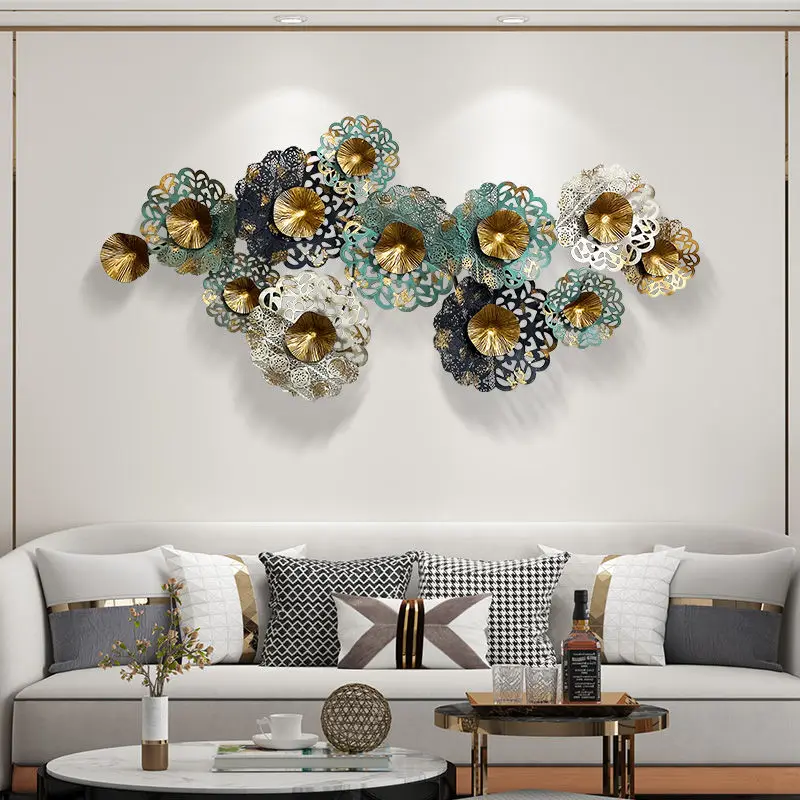 140*68cm Light luxury wall decoration wall hanging household stereo living room TV background wall iron art metal pendant