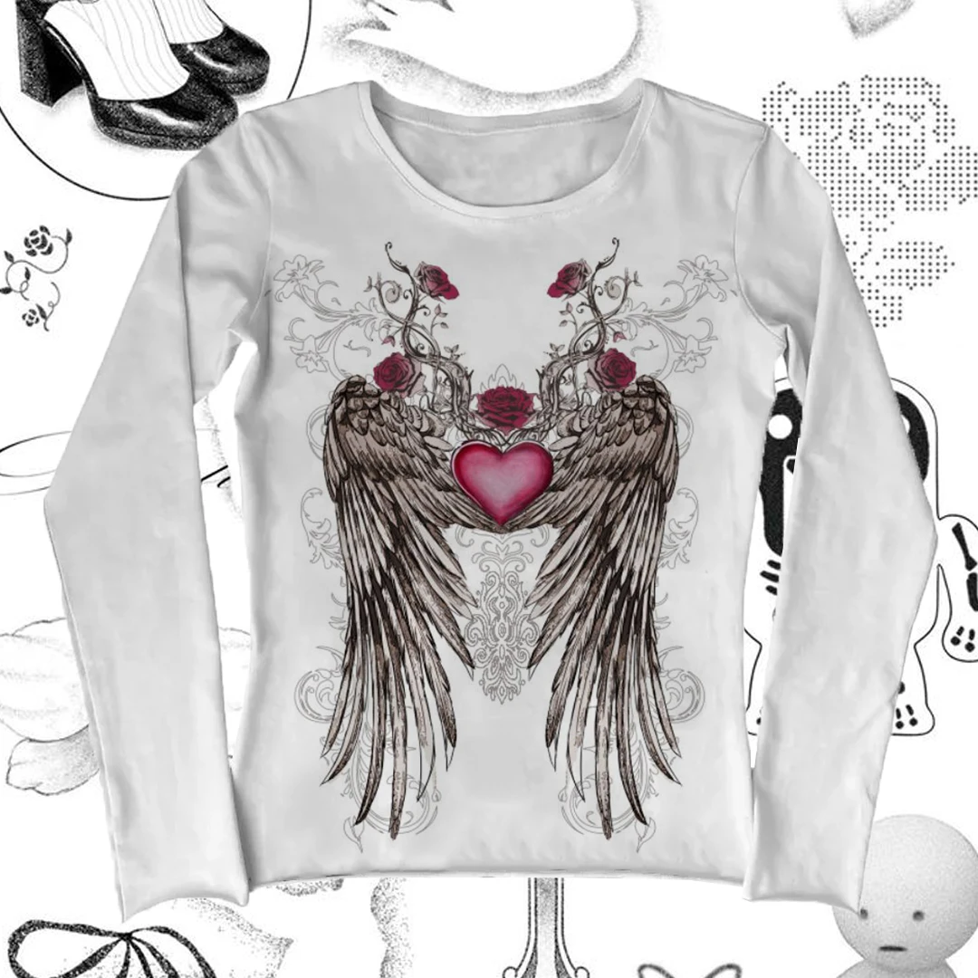 

Одежда Женские футболки с графическим рисунком Y2k Топы Emo 2000s Одежда Y2k Kitty Crop Top Женский готический Shoujo Girl Style Женский укороченный Harajuku