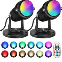 RGBW Spot Lights Indoor 6W Uplighting Indoor with Remote 16Color Changing Up Lights Indoor 120V Plant Spotlight , 2 Pack