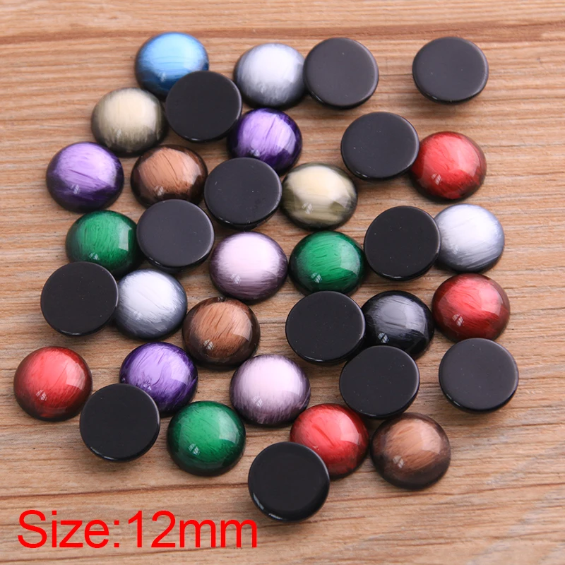 Cabujones de resina brillantes con parte trasera plana, botón de piedra de colores mezclados, camafeo apto para cabujones DIY, bandeja de pendientes, anillos, 12mm, 40 unidades, 2020