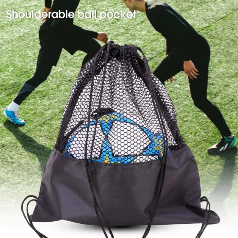 1 Pcs 휴대용 Drawstring 배낭 메쉬 가방 축구 축구 배구 농구 저장 가방 스포츠 여행 체육관 장난감 그물 가방