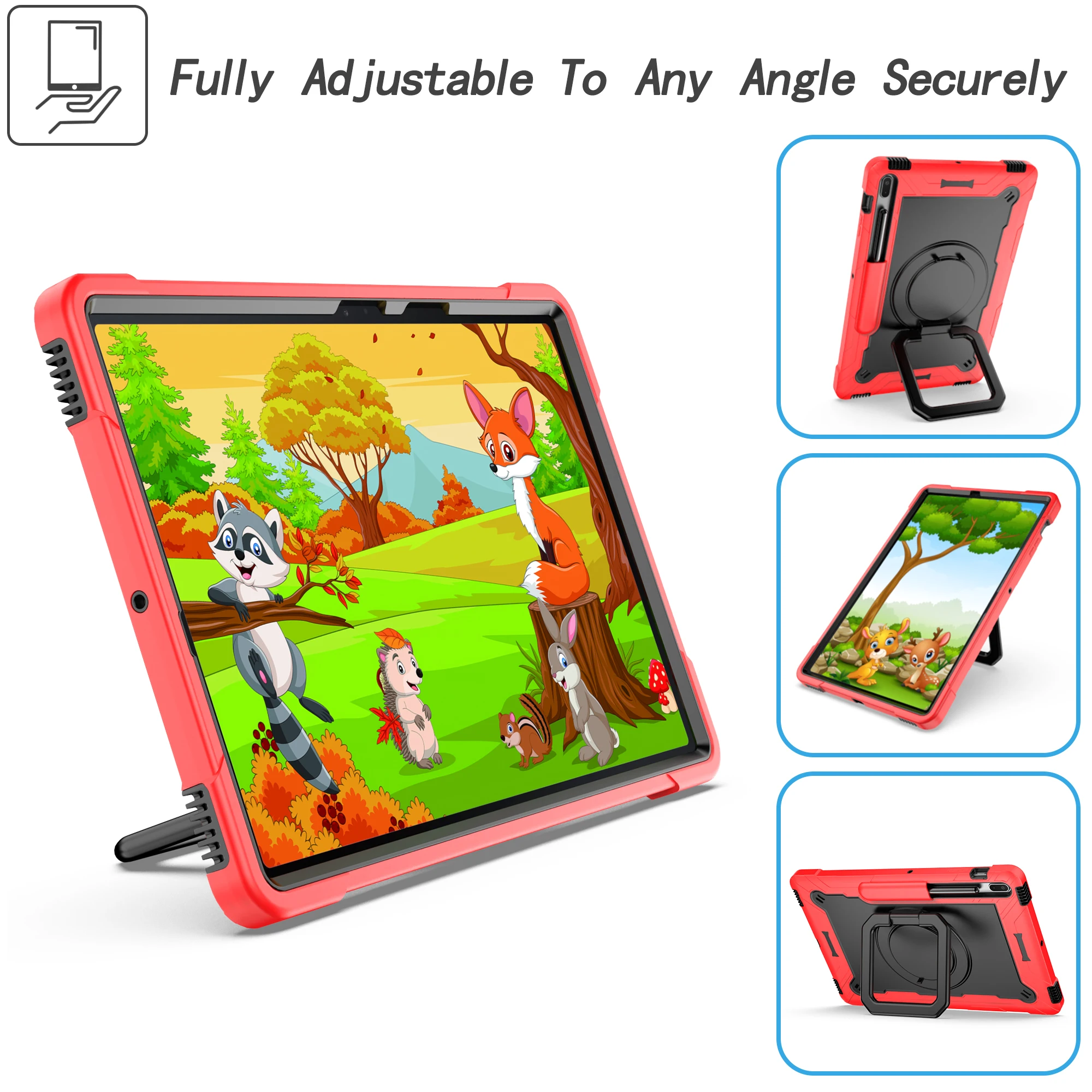 Handle Grip Case for Samsung Tab S10 S9 S8 S7 Plus FE 12.4 SM-X820 826 X610 616 X810 816 800 806 T730 735 970 975 Rotating Cover