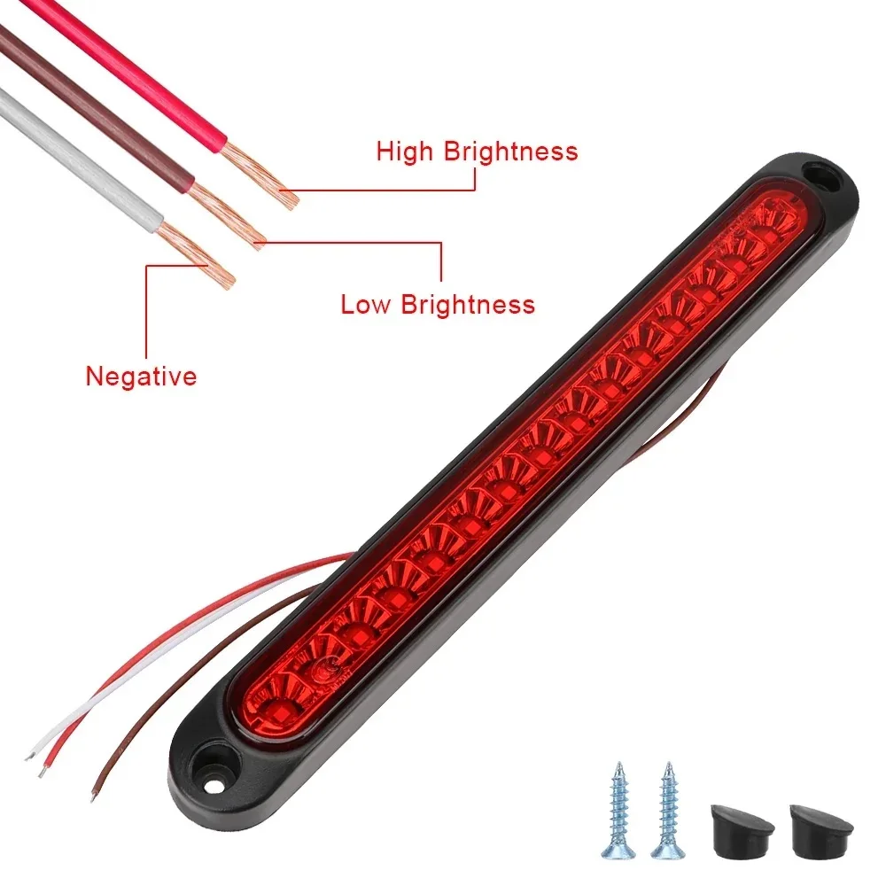 2 قطعة 15-LED ارتفاع جبل وقف الضوء ، 12 فولت/24 فولت العالمي الفرامل الخلفية الذيل الجانب مصباح للسيارات والشاحنات المقطورات
