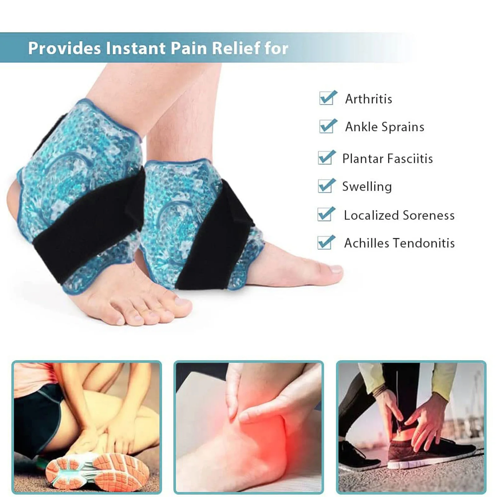 Ankle Cold Wrap Ice Bag Ankle Ice Pack Wrap Hot Cold Ice Gel Pack Ice Pack For Injuries Reusable Gel Cold Pack For Knee Elbow