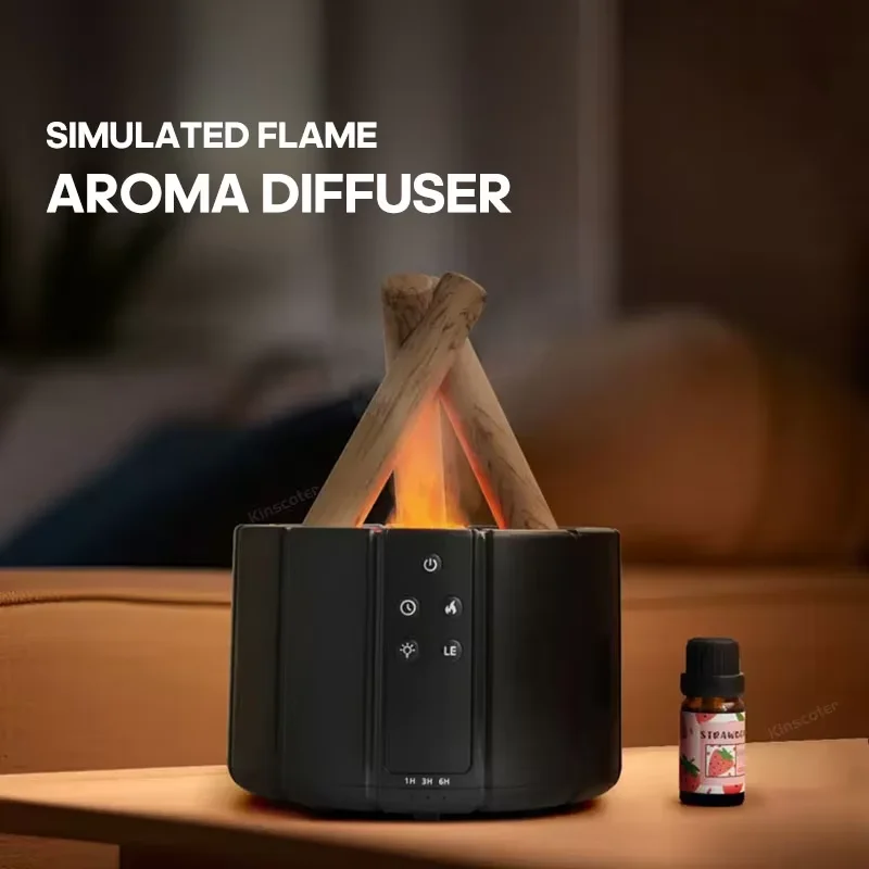 Difusor de Aroma de llama simulada, humidificador de aire de hoguera, máquina de niebla ultrasónica, nebulizador, lámpara LED de aceite esencial, novedad de 2025