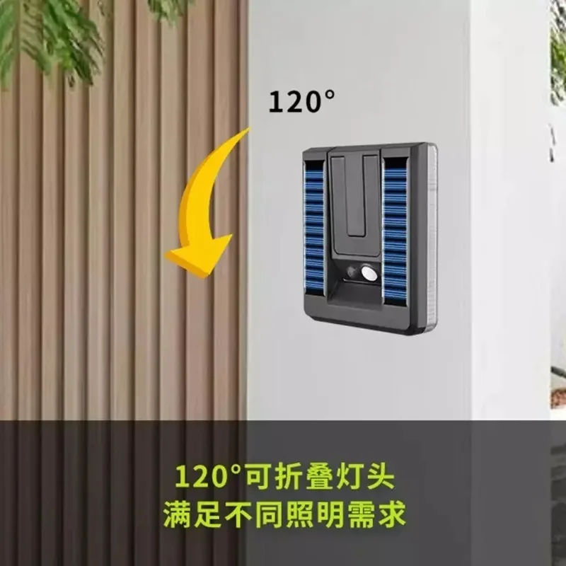 Foldable LED Solar Waterproof Wall Light 120° Motion Sensor 3 Modes for Patio Outdoor Deck Porch Barn Garage Security Lighting