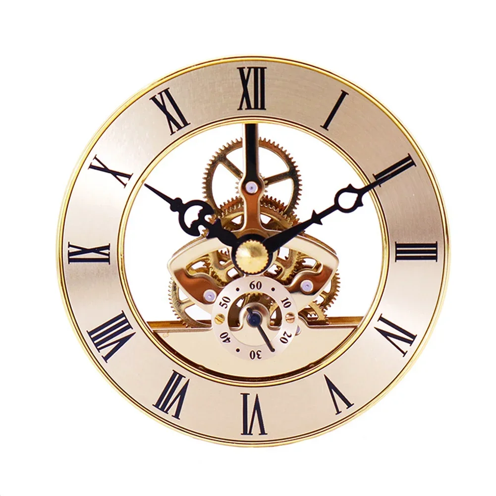 Replacement Clock Insert Gold Gold Bezel Large Black Roman Numerals Plastic Power Source Skeleton Clock Insert