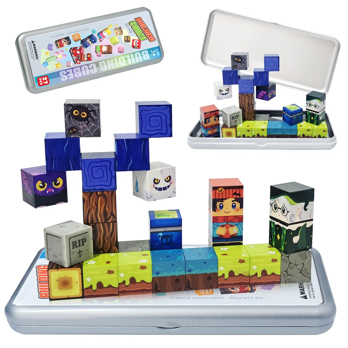 Magic Forest Iron Box Magnetic Block, Magician Magnetic Block Set, Children's Puzzle Building Blocks Toy