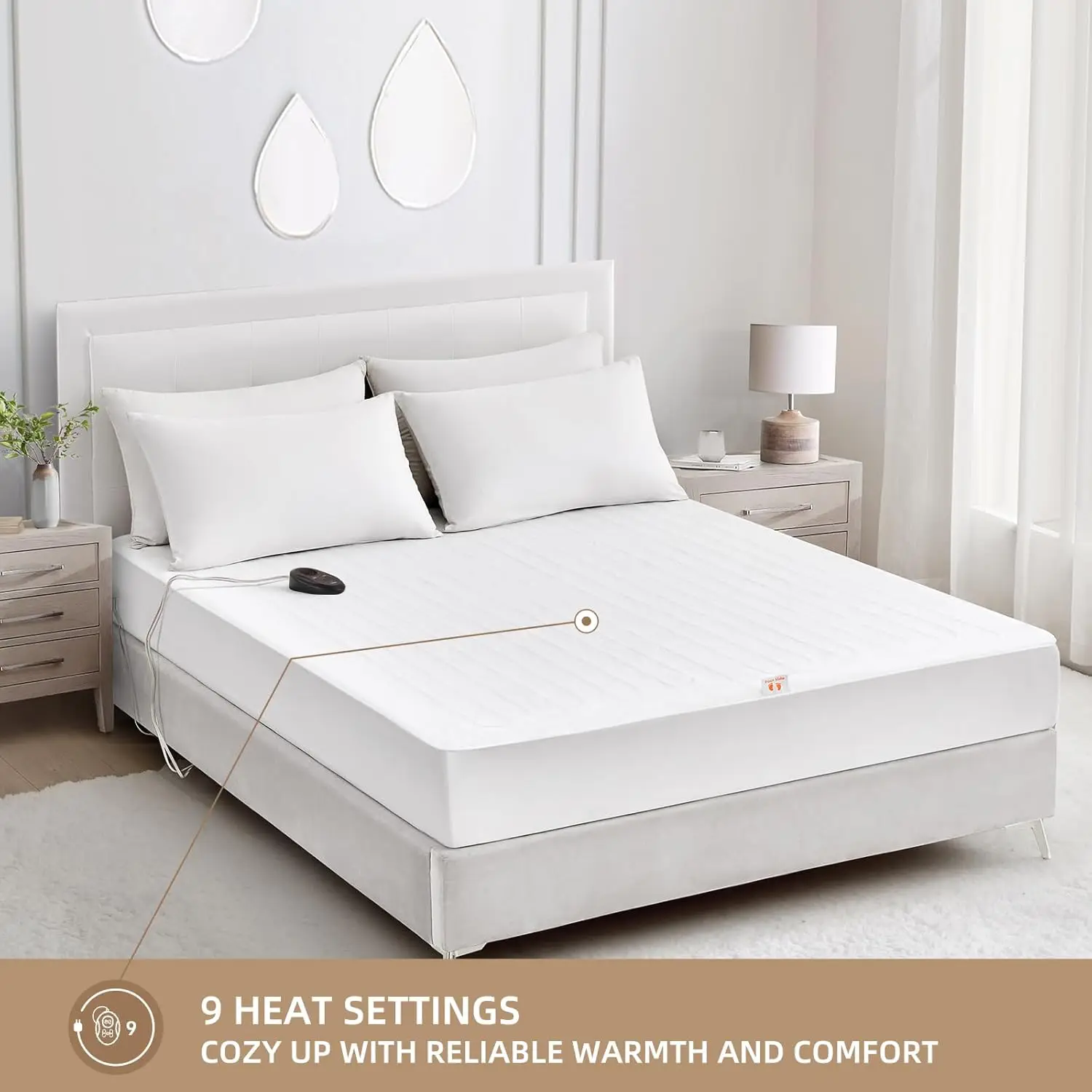 وسادة مرتبة كهربائية ساخنة مقاس XL مزدوج، 39 × 80 بوصة، 9 إعدادات للحرارة، مؤقت إيقاف تلقائي، تصميم جيب عميق