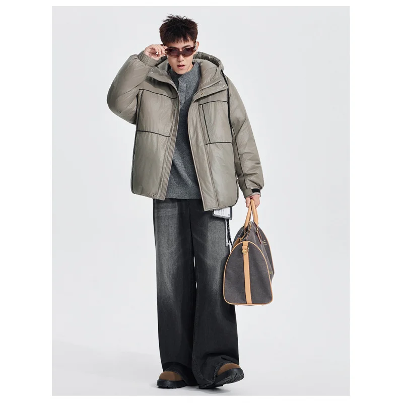 GIOIOMen's Down Jacket，Winter New High-Quality White Duck Down Filled Thickened Warm Down Cotton Jacket Coat